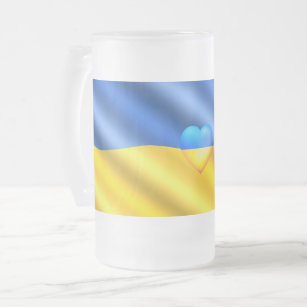 Ukraine Flag Glass Beer Tasse Herz - Freiheit