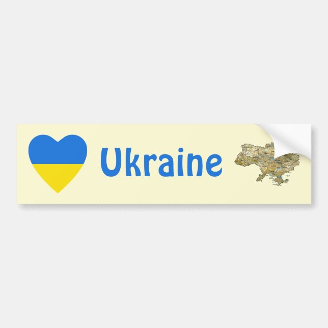 Ukraine Flag Herz + Karte Autoaufkleber (Vorne)