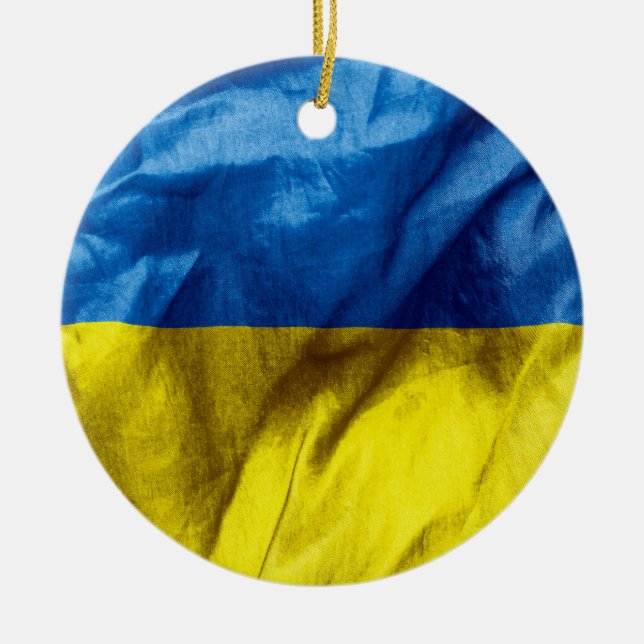 Ukraine Flag Keramik Runde Weihnachtsfeier Keramik Ornament (Vorne)