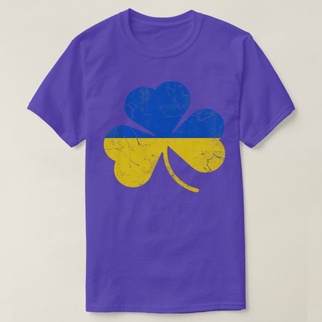 Ukraine Flag Kleeblatt St Patricks Day Irish T-Shirt (Design vorne)