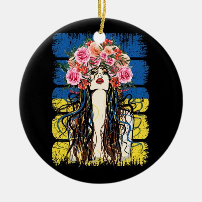 Ukraine Flag Modisch ukrainisches Girk Village Keramik Ornament (Vorne)