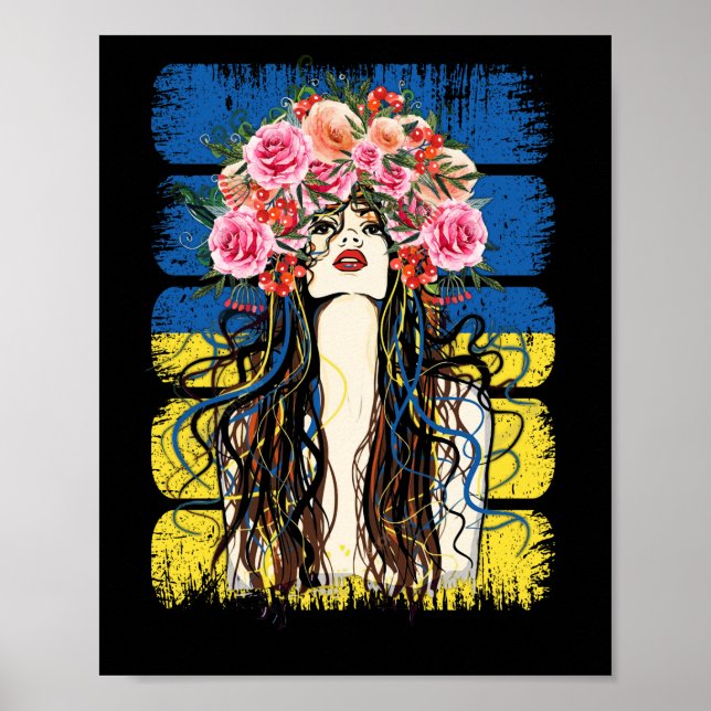 Ukraine Flag Modisch ukrainisches Girk Village Poster (Vorne)