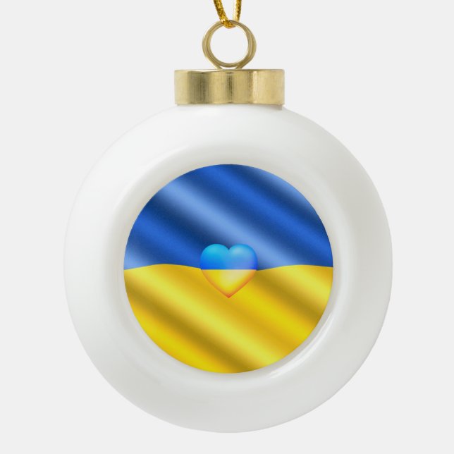 Ukraine Flag Weihnachtsschmuck - Freiheit Frieden Keramik Kugel-Ornament (Vorderseite)