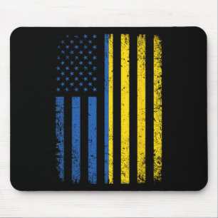 Ukraine-Flagge 4. Juli USA Ukrainische Flagge Frau Mousepad