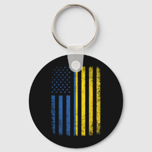 Ukraine-Flagge 4. Juli USA Ukrainische Flagge Frau Schlüsselanhänger