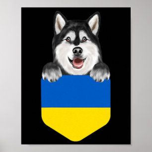 Ukraine-Flagge Alaskan Malamute Hund In Tasche Poster