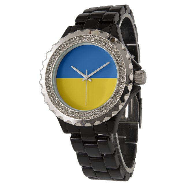 Ukraine-Flagge Armbanduhr (Schrägansicht)
