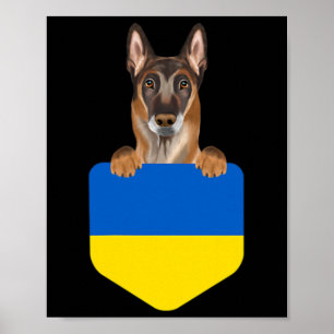 Ukraine-Flagge Belgischer Malinoi-Hund in der Tasc Poster