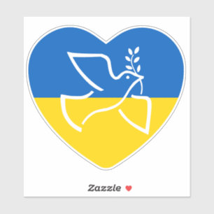 Ukraine-Flagge, blaue und gelbe Herzenstieftaube Aufkleber