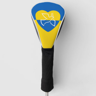 Ukraine-Flagge, blaue und gelbe Herzenstieftaube Golf Headcover