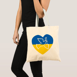 Ukraine-Flagge, blaue und gelbe Herzenstieftaube Tragetasche