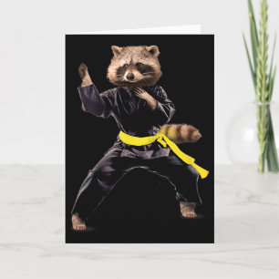 Ukraine-Flagge Cute Kungfu Waschbär  Karte