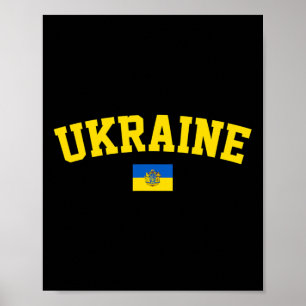 Ukraine-Flagge Dreizack-Symbol Ukrainischer Patrio Poster