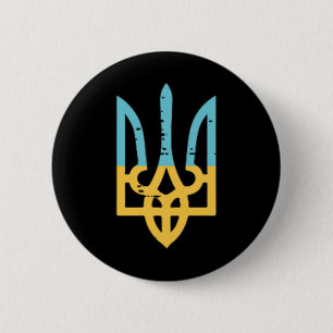 Ukraine-Flagge Dreizack-Tasche Ukrainisches Wappen Button