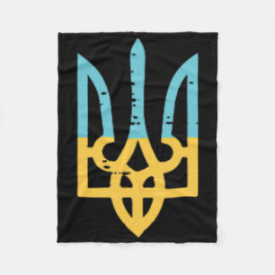 Ukraine-Flagge Dreizack-Tasche Ukrainisches Wappen Fleecedecke