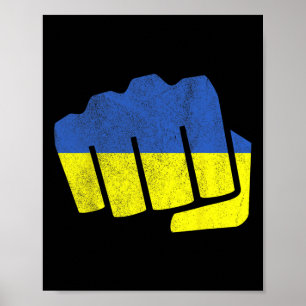 Ukraine-Flagge Faust. Bleib Stark Ukraine. Blau Un Poster