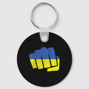 Ukraine-Flagge Faust. Bleib Stark Ukraine. Blau Un Schlüsselanhänger