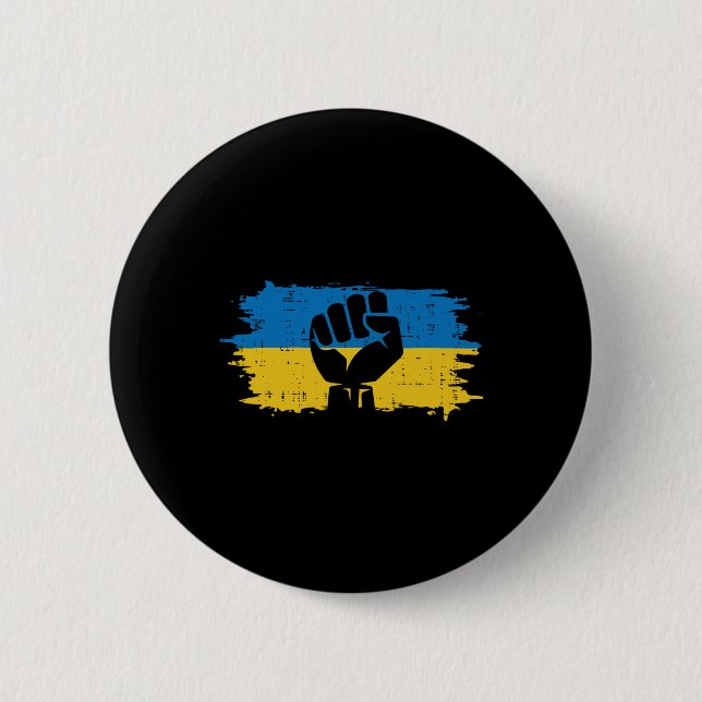 Ukraine-Flagge Faust Ukrainischer Widerstand Prote Button (Vorderseite)