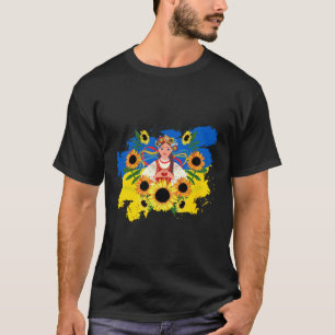 Ukraine-Flagge Florale Frau Herz Hände Unterstützu T-Shirt