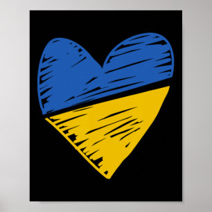 Ukraine-Flagge gekritzeltes Herz in Blau Gelb  Poster