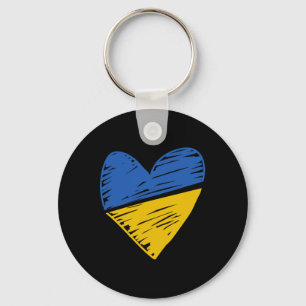 Ukraine-Flagge Gekritzeltes Herz in Blau Gelb Schlüsselanhänger