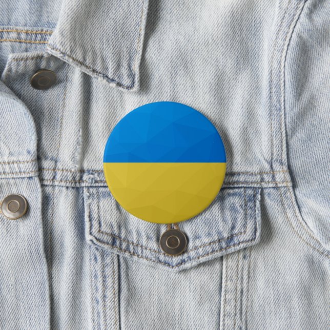 Ukraine-Flagge gelbes geometrisches Muster Button (Beispiel)