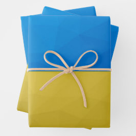 Ukraine-Flagge gelbes geometrisches Muster Geschenkpapier Set