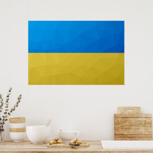 Ukraine-Flagge gelbes geometrisches Muster Poster