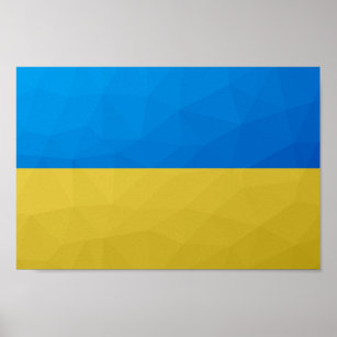 Ukraine-Flagge gelbes geometrisches Muster Poster