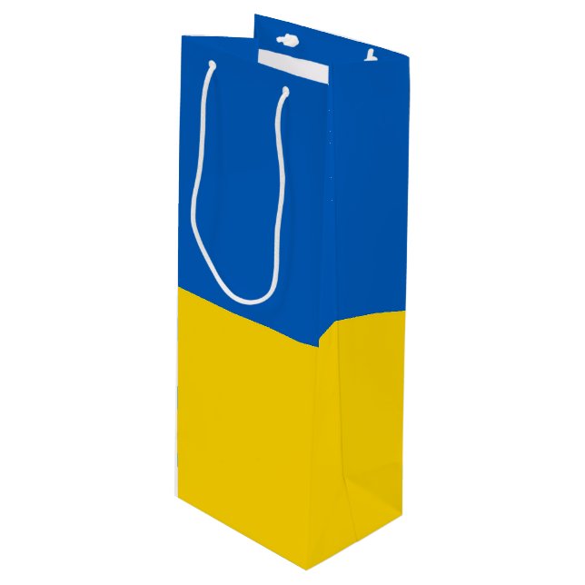Ukraine-Flagge Geschenktüte Für Weinflaschen (Vorderseite Schrägansicht)