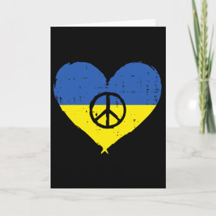 Ukraine-Flagge Herz Friedenszeichen Retro Ukrainis Karte