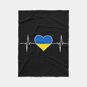 Ukraine-Flagge Herzschlag Puls Wurzeln Land Ukrain Fleecedecke