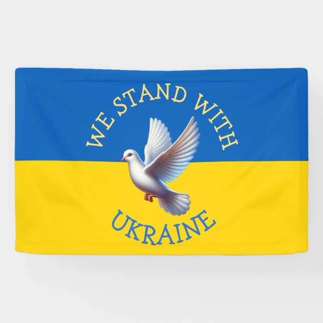 Ukraine-Flagge | Ich stehe mit Urkaine Banner (Horizontal)