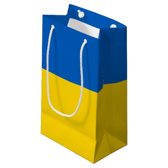 Ukraine Flagge Kleine Geschenktüte (Vorderseite Schrägansicht)