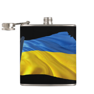 Ukraine-Flagge - Krieg, Politik, Leid Flachmann