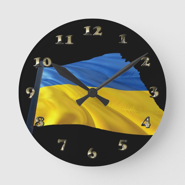 Ukraine-Flagge - Krieg, Politik, Leid Runde Wanduhr (Vorderseite)