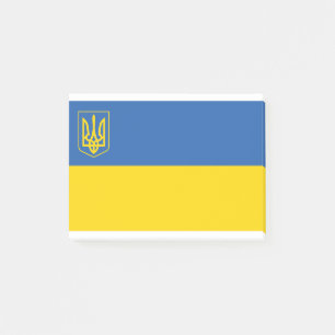 Ukraine-Flagge-mit-Dreizack Post-it Klebezettel