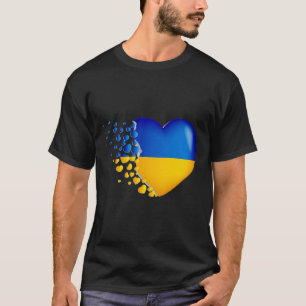 Ukraine-Flagge mit herausfliegenden kleinen Herzen T-Shirt