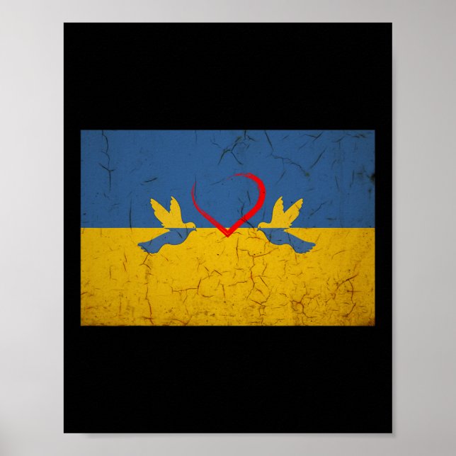 Ukraine-Flagge mit Herz  Poster (Vorne)