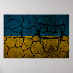 Ukraine-Flagge mit Rissen Poster