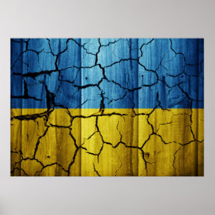 Ukraine-Flagge mit Rissen Poster