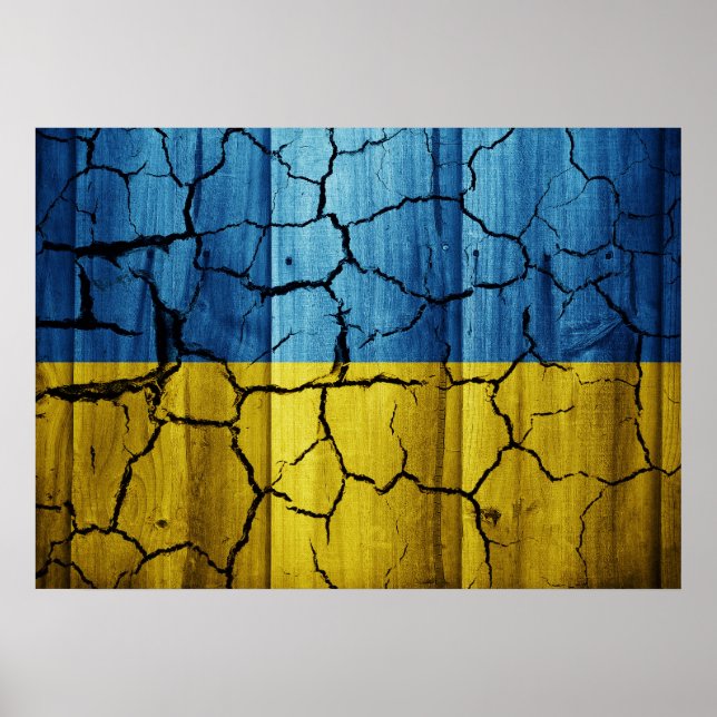 Ukraine-Flagge mit Rissen Poster (Vorne)