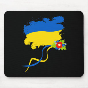 Ukraine-Flagge mit volkstümlichen Blumen Ukrainisc Mousepad