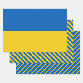 Ukraine-Flagge Modernes Streifenmuster Geschenkpapier Set