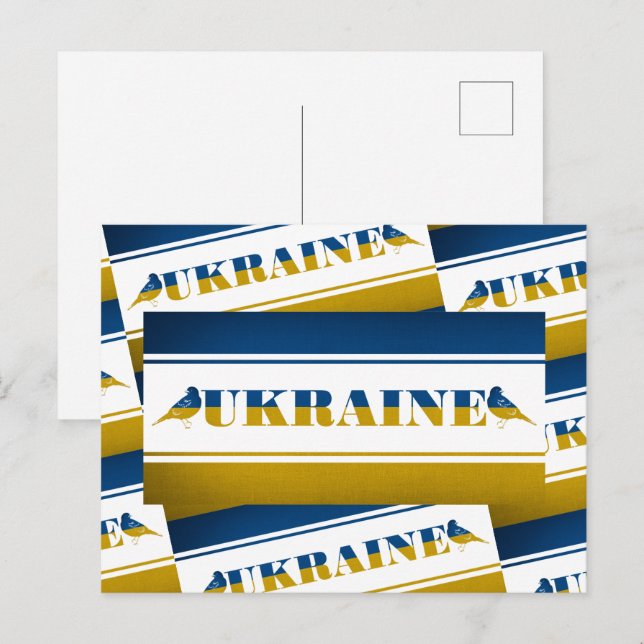 Ukraine-Flagge, Nationale Nachtigallvögel Postkarte (Vorne/Hinten)
