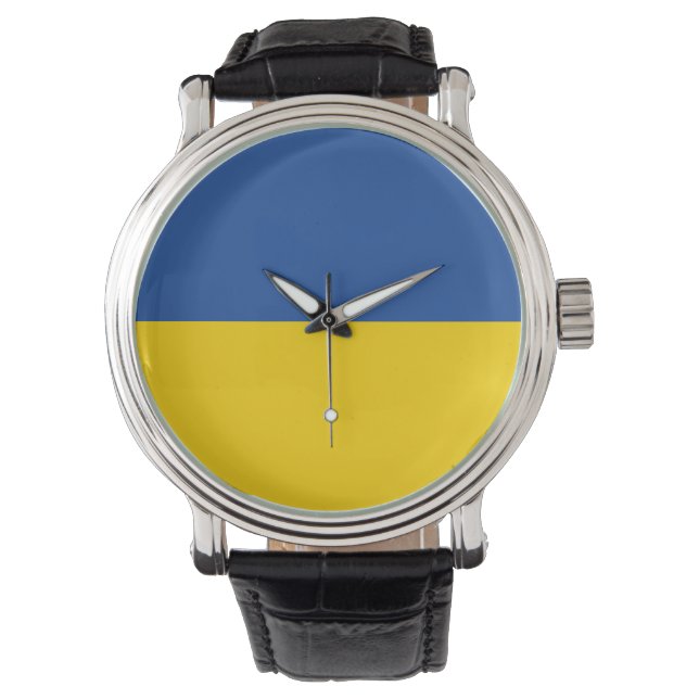 Ukraine-Flagge, patriotisches Geschenk des ukraini Armbanduhr (Vorderseite)