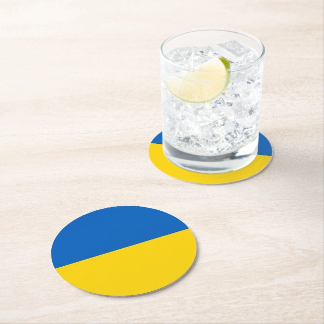Ukraine-Flagge Runder Pappuntersetzer (Vor Ort)