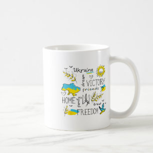 Ukraine-Flagge - Sieg - Freiheit - Zuhause - Karte Kaffeetasse