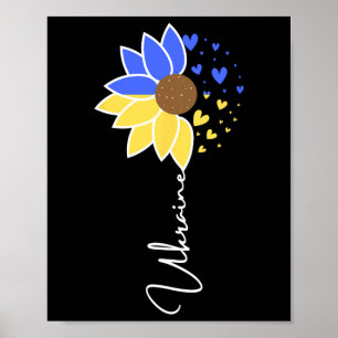 Ukraine-Flagge Sonnenblumen-Herzen Poster