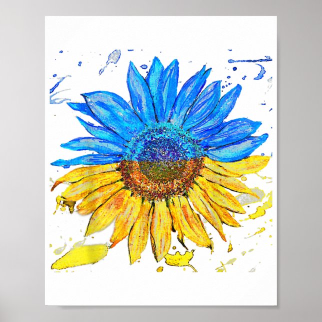 Ukraine Flagge Sonnenblumen Vintages Shirt Ukraini Poster (Vorne)